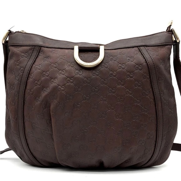 Gucci Dark Brown Embossed Shoulder Bag - Picture 2 of 11